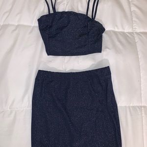 Shein Sparkly Navy Blue Two Piece Dress